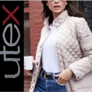 Utex Design Tan and Black Quilted Lightweight button Down Jacket